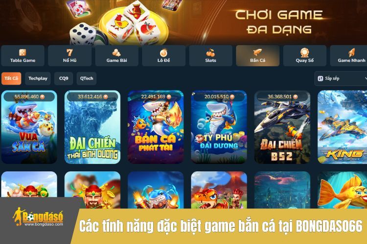 Các tính năng đặc biệt của tựa game bắn cá tại BONGDASO66