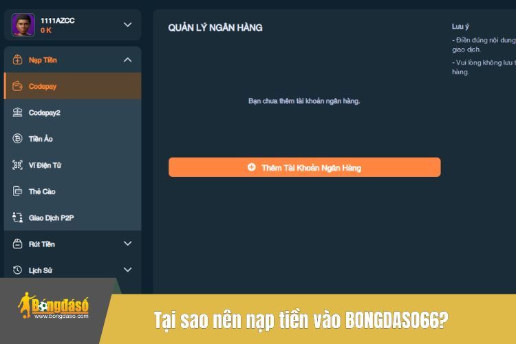 Tại sao nên nạp tiền vào BONGDASO66?