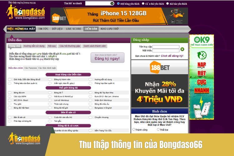 Thu thập thông tin của BONGDASO66